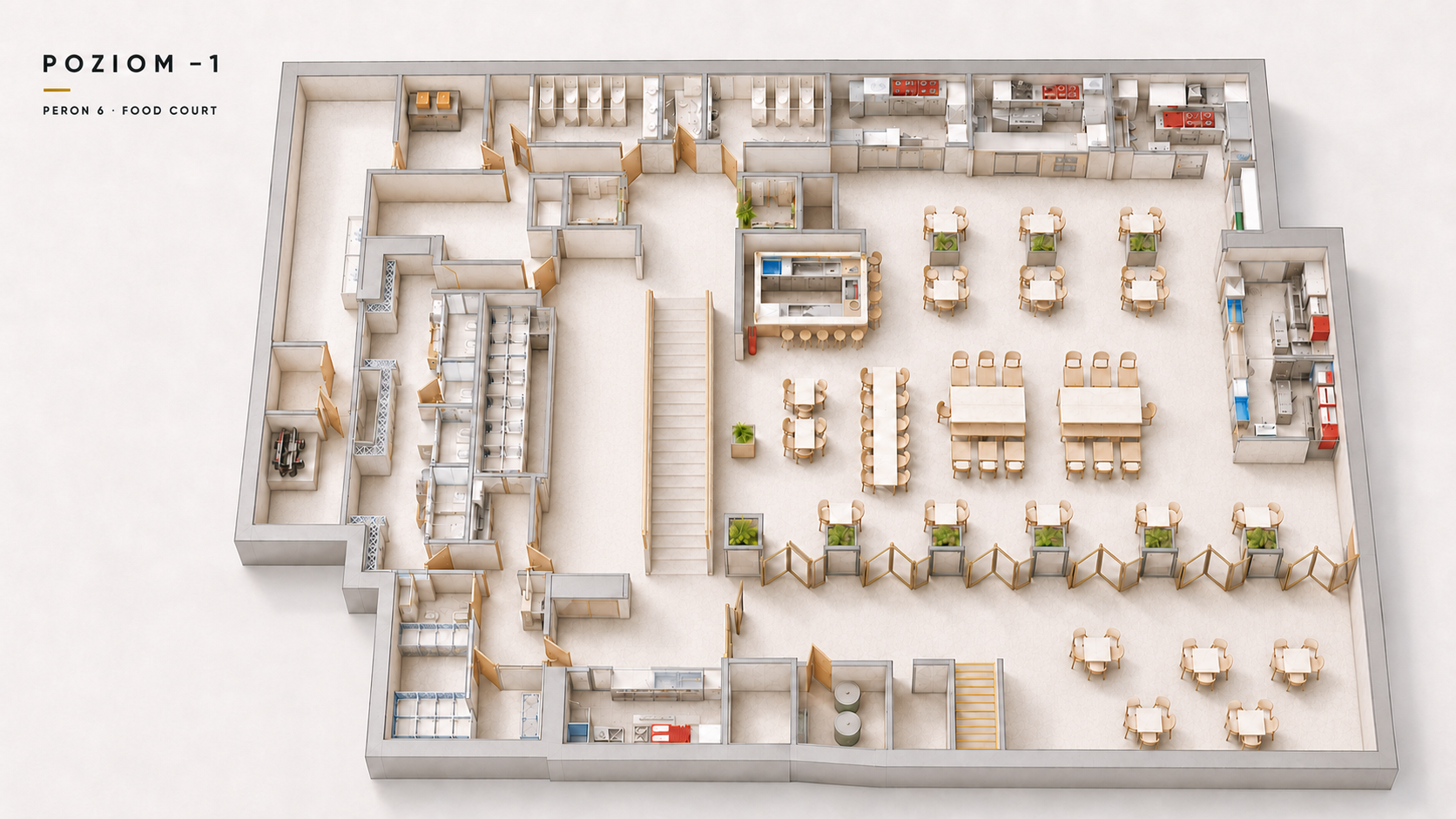 3D visualisation of PERON 6 Food Hall level -1