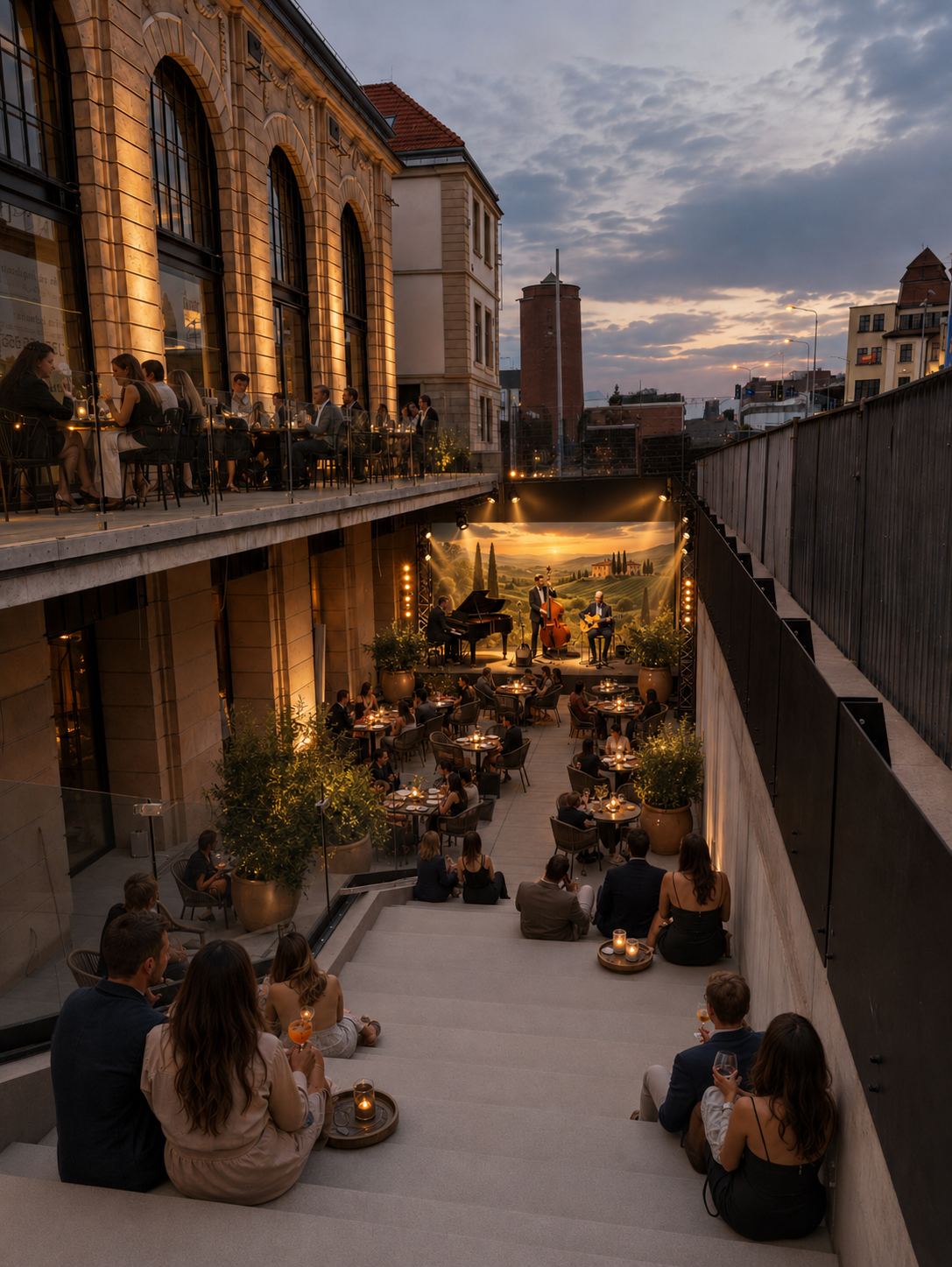 Evening event scene at PERON 6 Food Hall